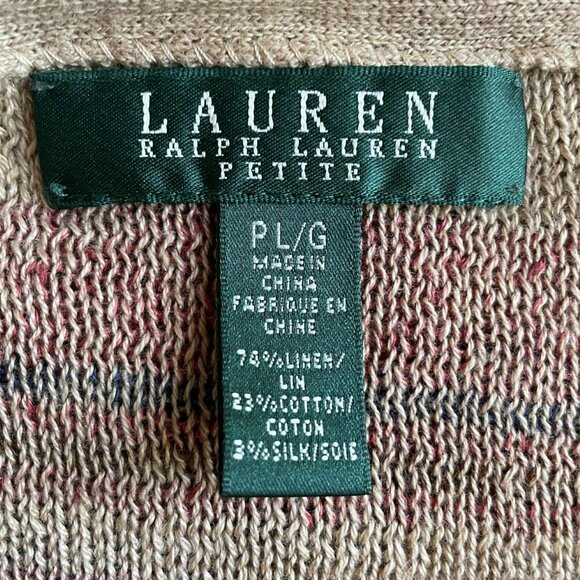 LAUREN RALPH LAUREN Petite PL Linen Cotton Silk Striped Knit Top Multicolor - Picture 7 of 10